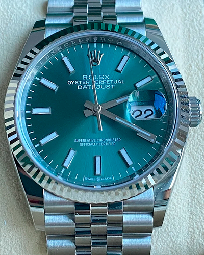 2023 Rolex Datejust 36MM Mint Green Dial Jubilee Bracelet (126234)