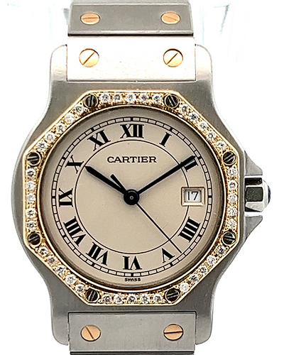 Cartier Santos Ronde Octagon 31MM Silver Dial Two-Tone Bracelet (187902)