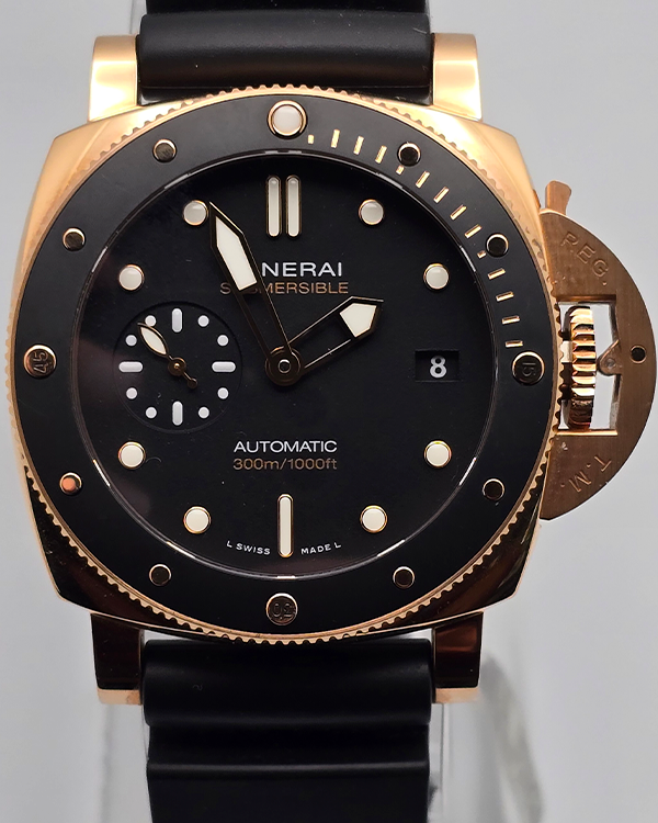 2023 Panerai Luminor Submersible Goldtech L.E. 42MM Black Dial Rubber Strap (PAM01164)