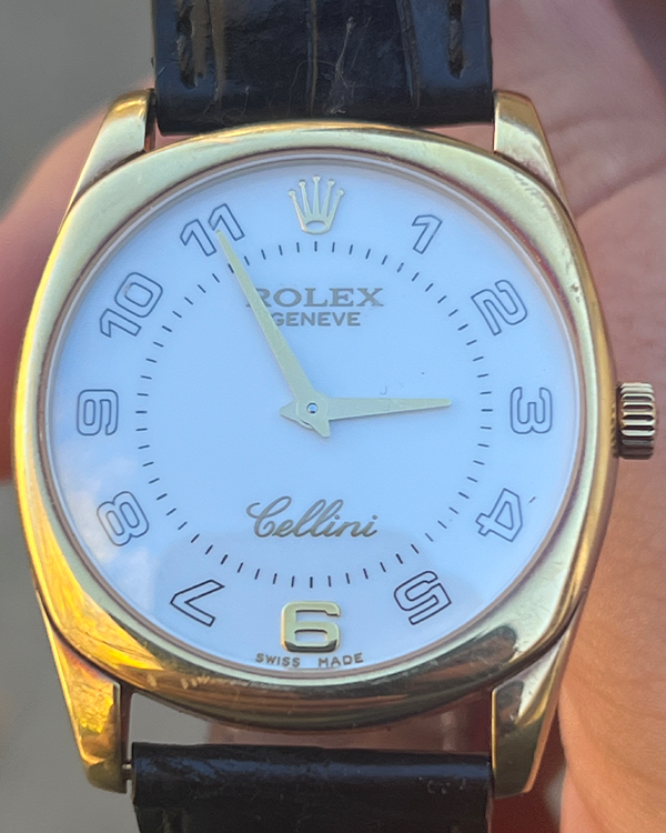 Rolex Cellini Danaos 34MM White Dial Leather Strap (4233)