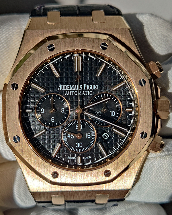 2014 Audermars Piguet Royal Oak Chronograph 41MM Black Dial Leather Strap (26320OR)