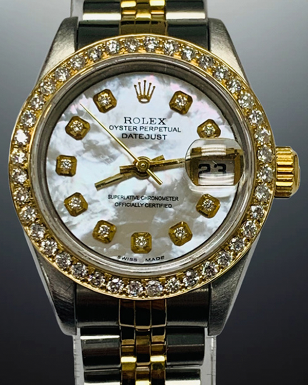 Rolex Lady-Datejust 26MM Mother of Pearl Dial Two-Tone Jubilee Bracelet Aftermarket Diamonds (69173)