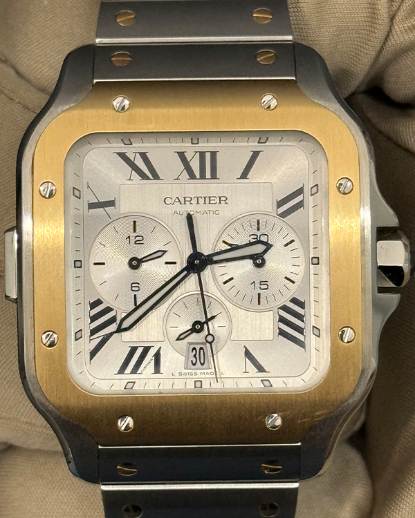 Cartier Santos De Cartier 43.3MM Silver Dial Two-Tone Bracelet (W2SA0008)