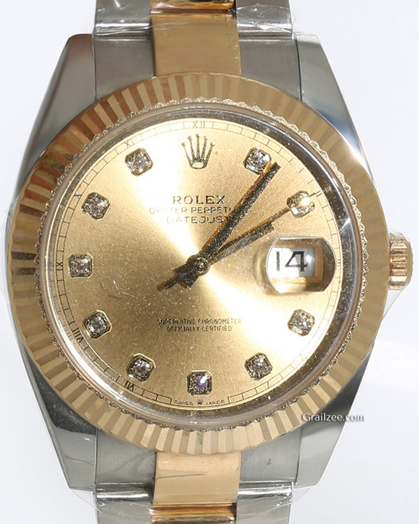 2022 Rolex Datejust 41MM Champagne Dial Two-Tone Yellow Gold/Steel Bracelet (126333)