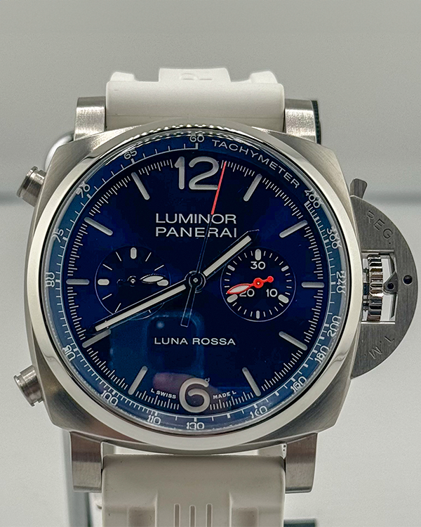 2022 Panerai Luminor Chrono Luna Rossa Limited Edition 44MM Steel Blue Dial Rubber Strap (PAM01303)