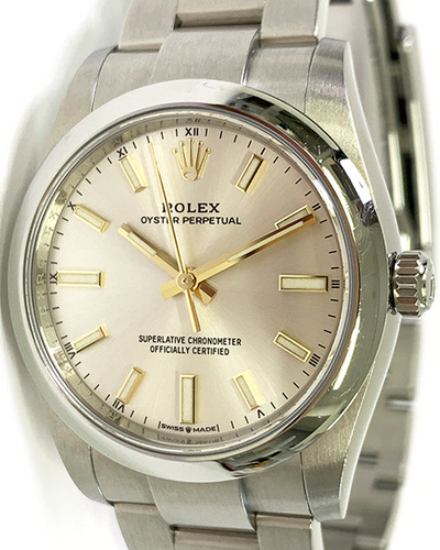 2022 Rolex Oyster Perpetual 34MM Silver Dial Oyster Bracelet (124200)