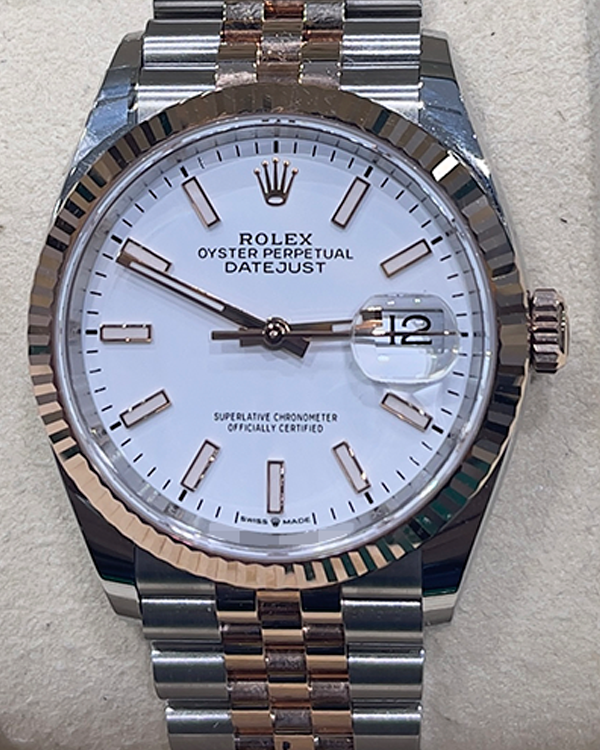 2010 Rolex Datejust 36 Jubilee Oystersteel and Everose Gold White Dial (126231)