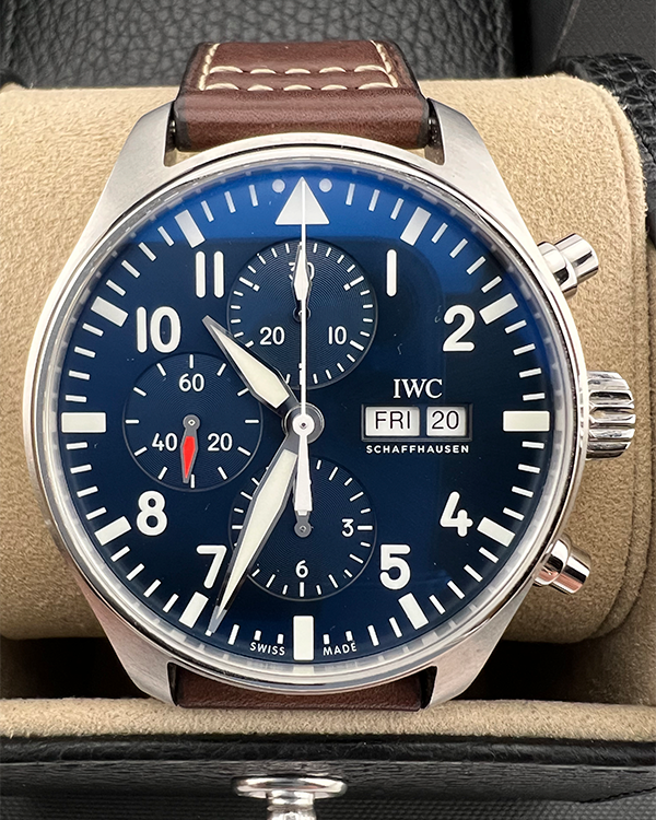 No Reserve - 2020 IWC Pilot Chronograph "Le Petit Prince" 43MM Blue Dial Leather Strap (IW377714)