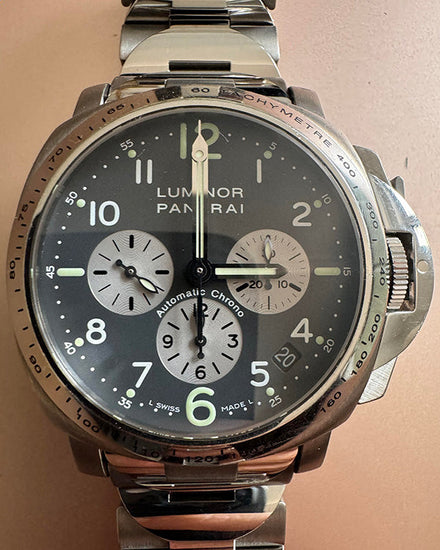 2003 Panerai Luminor Chronograph L.E. 40MM Grey Dial Titanium Bracelet (PAM00122)