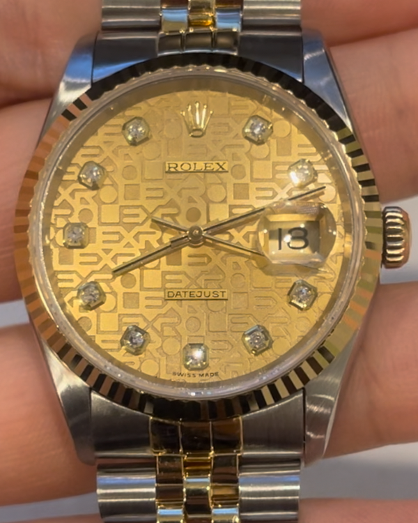 2003 Rolex Datejust 36MM Champagne "Jubilee Motif" Dial Two-Tone Jubilee Bracelet  (16233)