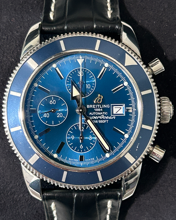 2016 Breitling Superocean Heritage Chronograph 46MM Blue Dial Crocodile Strap (A1332016/C758)