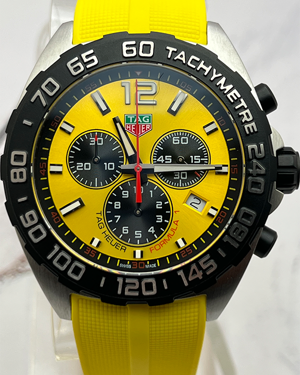 2023 TAG Heuer Formula 1 43MM Quartz Yellow Dial Rubber Strap (CAZ101AM.FT8054)