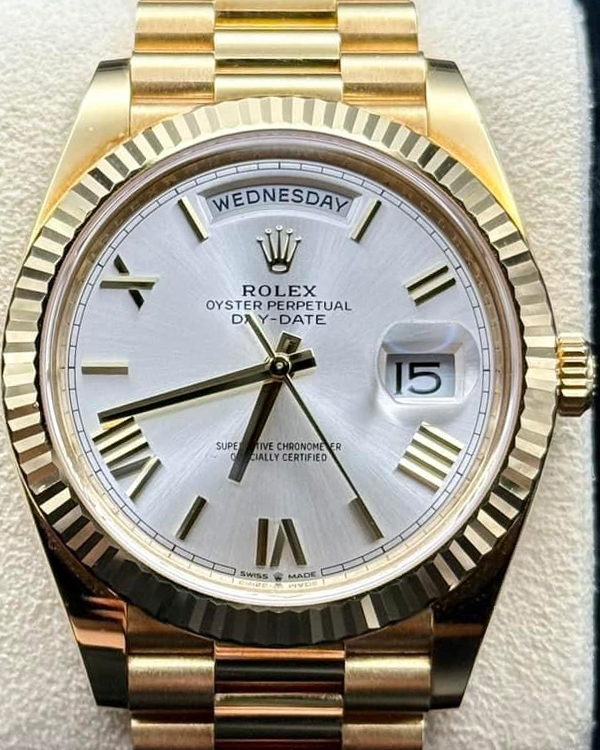 2020 Rolex Day-Date 40MM Silver Dial Yellow Gold President Bracelet (228238)