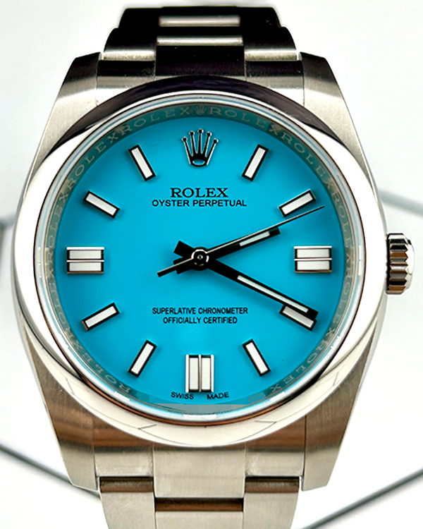 Rolex Oyster Perpetual 36MM Aftermarket Blue Dial Oyster Bracelet (116000)