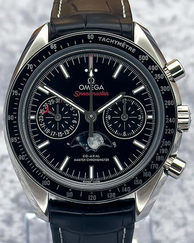 2021 Omega Speedmaster Moonphase 44.25MM Black Dial Leather Strap (304.33.44.52.01.001)