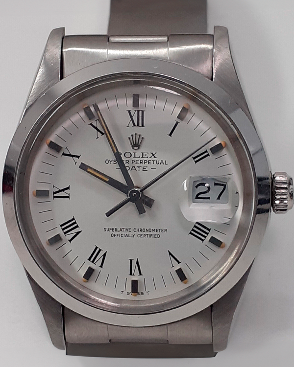 Rolex Oyster Perpetual Date Vintage 34MM White Dial Steel Bracelet (15000)