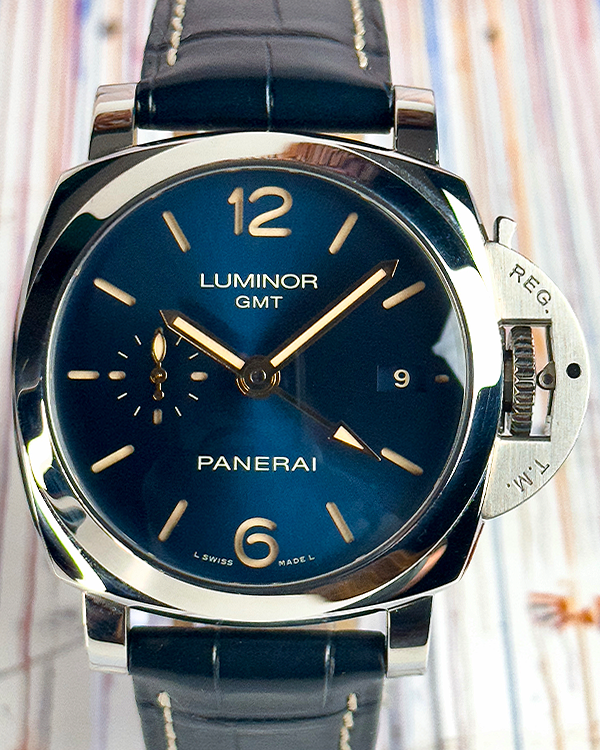 2016 (S Serial) Panerai Luminor 1950 3 Days GMT L.E. 42MM Blue Dial Leather Strap (PAM00688)