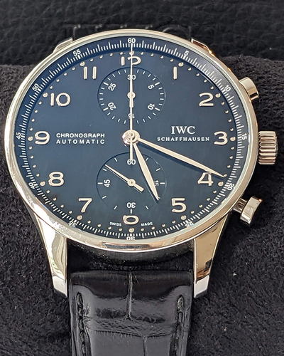 IWC Schaffhausen Portugieser Chronograph 41MM Black Dial Leather Strap (AS04137)