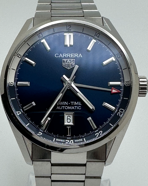 No Reserve - 2021 TAG Heuer Carrera Twin-Time Automatic Steel Blue Dial (WBN201A.BA0640)