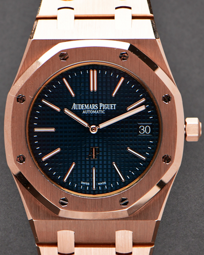 2017 Audemars Piguet Royal Oak Ultra Thin 39MM Blue Dial Rose Gold Bracelet (15202OR.OO.1240OR.01)