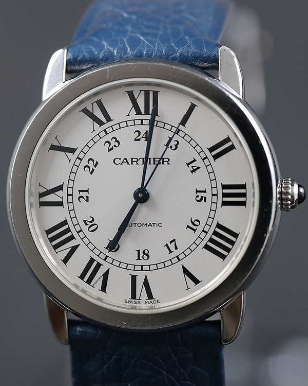 Cartier Ronde De Cartier Solo 36MM Silver Dial Leather Strap (3939)