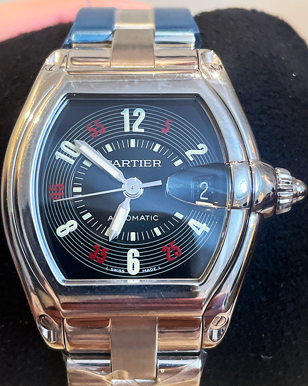 Cartier Roadster 38MM Black Dial Steel Bracelet (W62002V3)