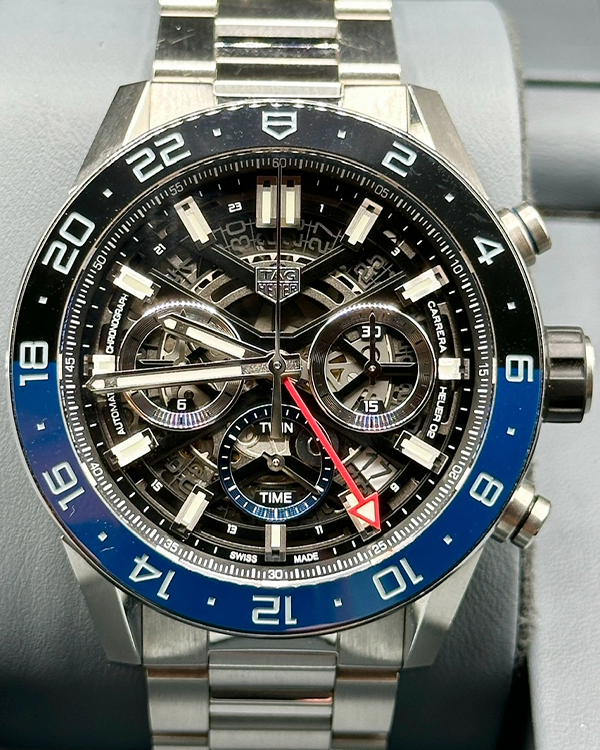 2020 TAG Heuer Carrera 45MM Skeleton Dial Steel Bracelet (CBG2A1Z)