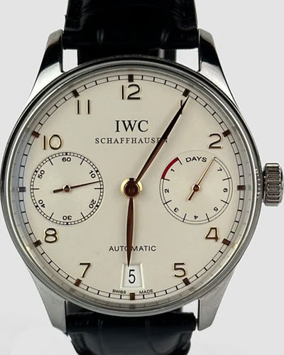 IWC Schaffhausen Portugieser 7 Days 42.3MM White Dial Leather Strap (IW500114)