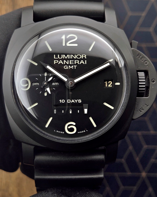 2018 Panerai Luminor 1950 10 Days GMT L.E. 44MM Black Dial Rubber Strap (PAM00335)