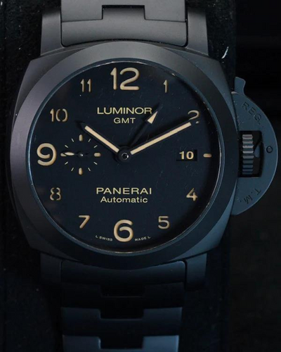 2020 Panerai Luminor 1950 3 Days GMT 44MM Black Dial Ceramic Bracelet (PAM01438)