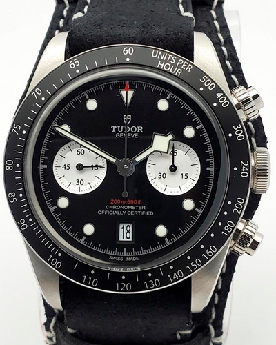 2021 Tudor Black Bay Chrono "Reverse Panda" 41MM Black Dial Leather Strap (79360N)