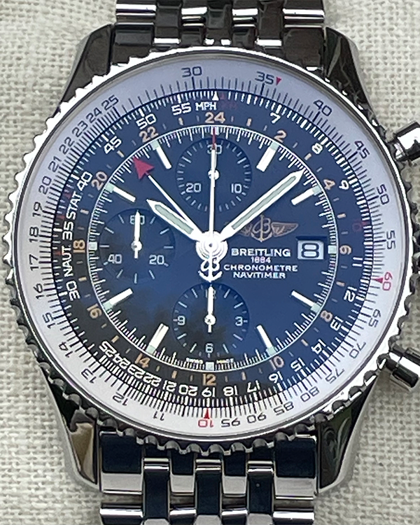 No Reserve - Breitling Navitimer World GMT 46 Chronograph Steel Black Dial (A2432212)