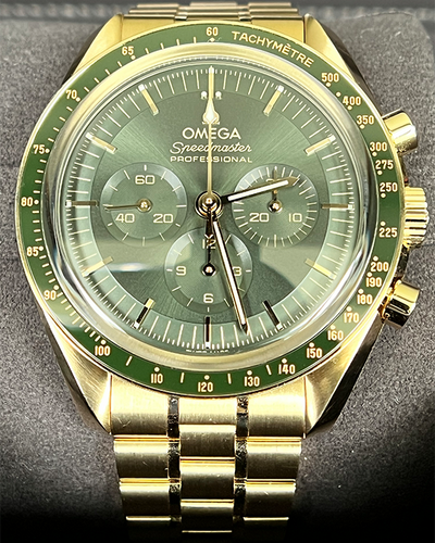 2023 Omega Speedmaster Moonwatch Professional 42MM Moonshine Gold Green Dial Yellow Gold Bracelet (310.60.42.50.10.001)