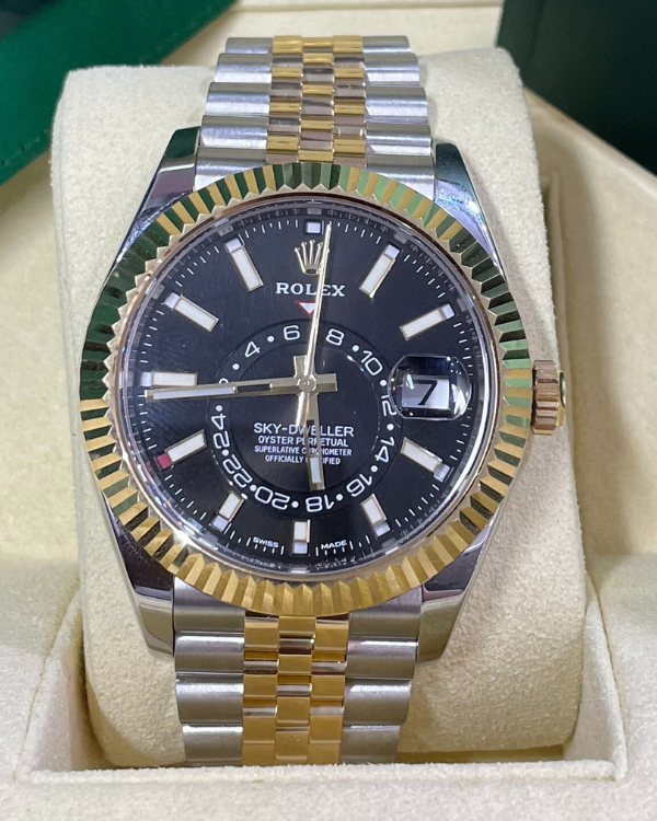 2022 Rolex Sky-Dweller Oysterteel and Yellow Gold Black Dial (326933)