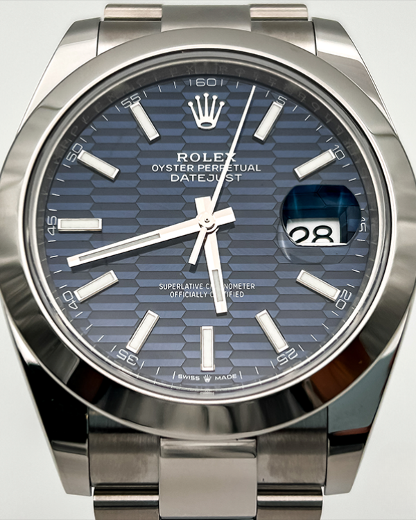 2023 Rolex Datejust 41 Motif Blue Index Oyster Bracelet (126300)