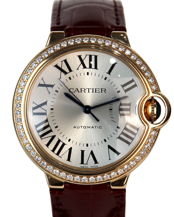 Cartier Ballon Bleu De Cartier 36MM Strap Factory Diamond Rose Gold Bezel (WJBB0034)