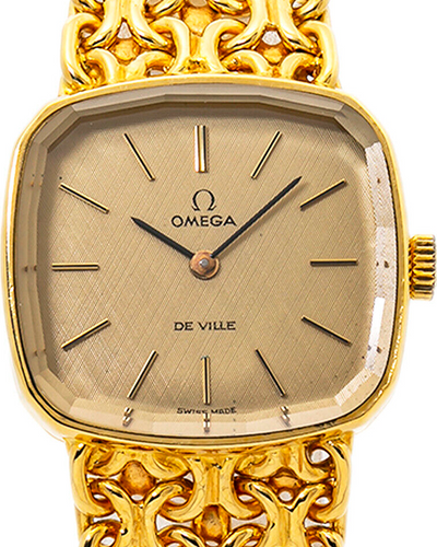 Omega De Ville 24MM Vintage Champagne Dial Yellow Gold Bracelet (8273)