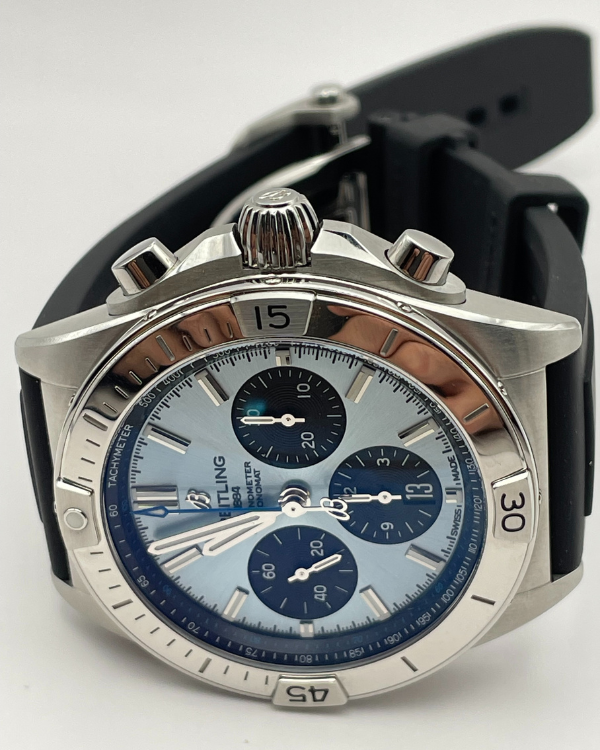 2022 Breitling Chronomat B01 42 Steel and Platinum Ice Blue Dial (PB01 ...