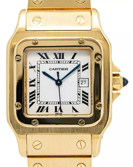 Cartier Santos De Cartier 29MM White Dial Yellow Gold Bracelet (2960)