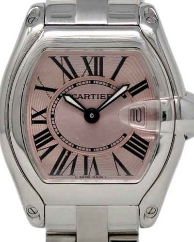 Cartier Roadster 36MM Pink Dial Steel Bracelet (W62017V3)