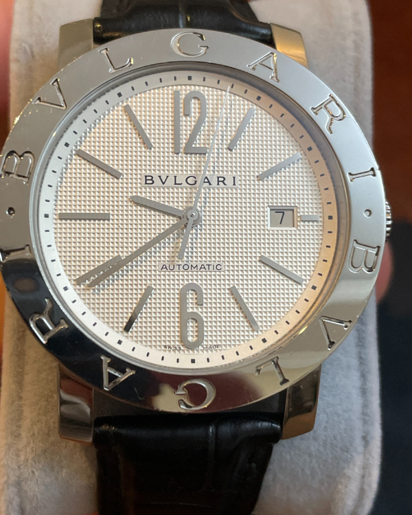 No Reserve - Bvlgari Bvlgari 42MM White Dial Leather Strap (BB42SL)