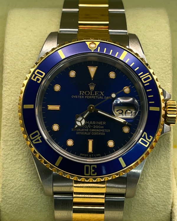 1989 Rolex Submariner Date 40MM Yellow Gold And Steel Blue Dial (16613)