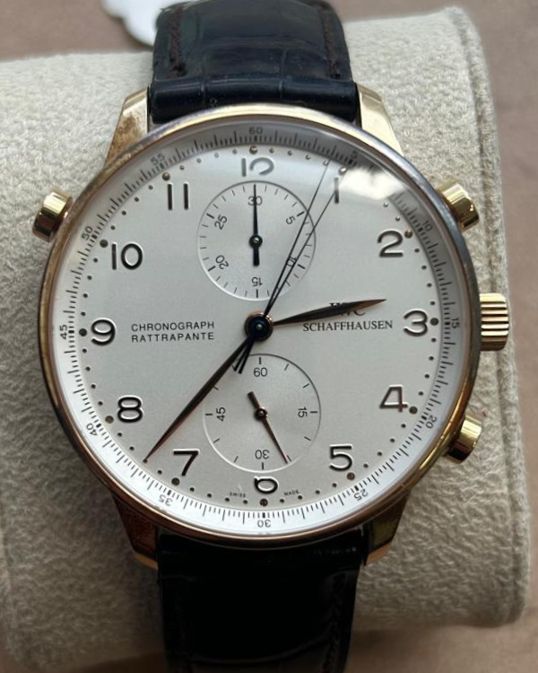 2002 IWC Portugieser Chronograph Rattrapante 41MM White Dial Leather Strap (IW3712)