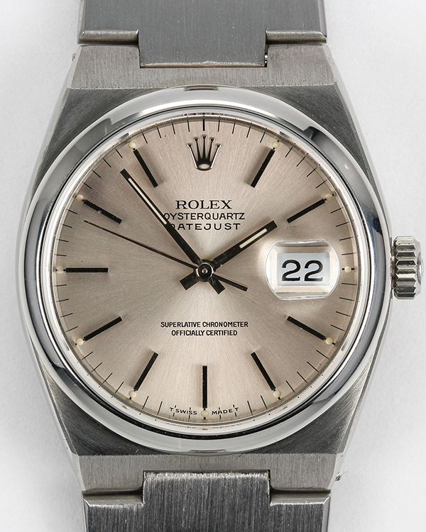 1984 Rolex Oysterquartz Datejust 36MM Silver Dial Steel Bracelet (17000)