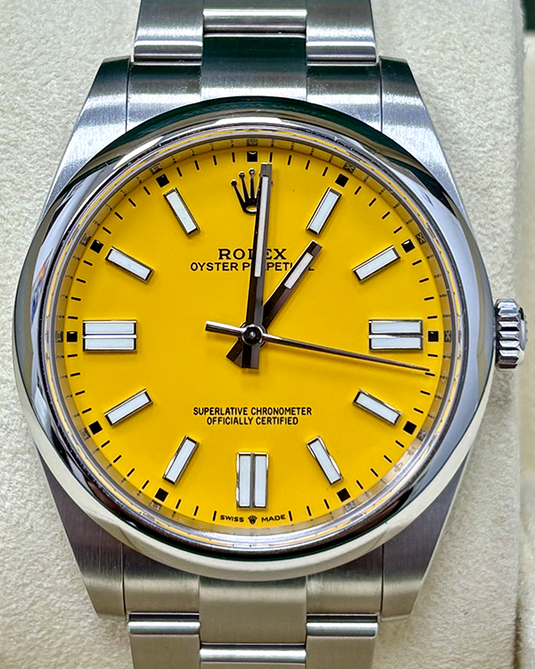 2021 Rolex Oyster Perpetual 41MM Yellow Dial Oyster Bracelet (124300)