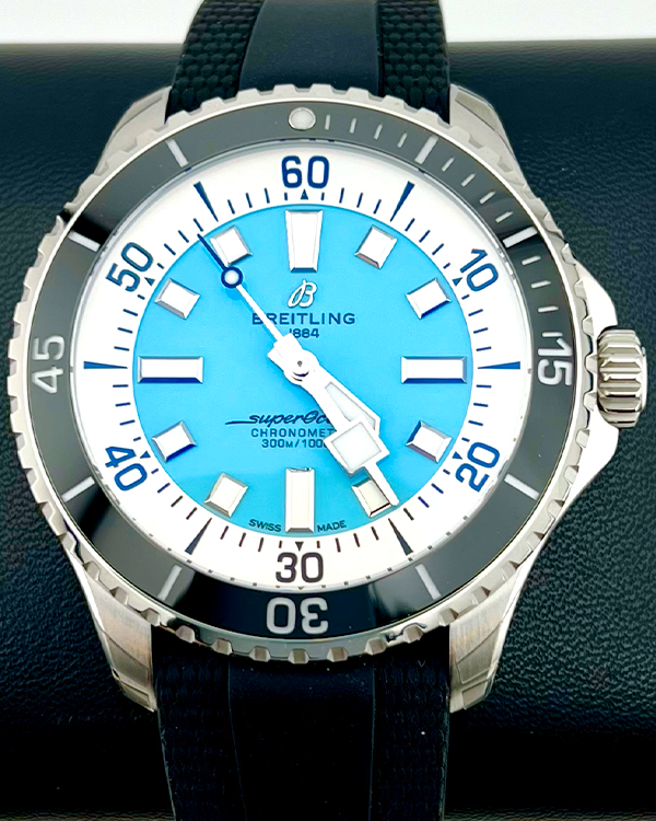 2023 Breitling Superocean 44MM Turquoise Dial Rubber Strap (A17376211L2S1)