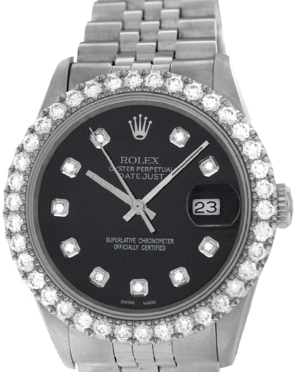 Rolex Datejust 36MM Black Dial Steel Jubilee Bracelet (16234)