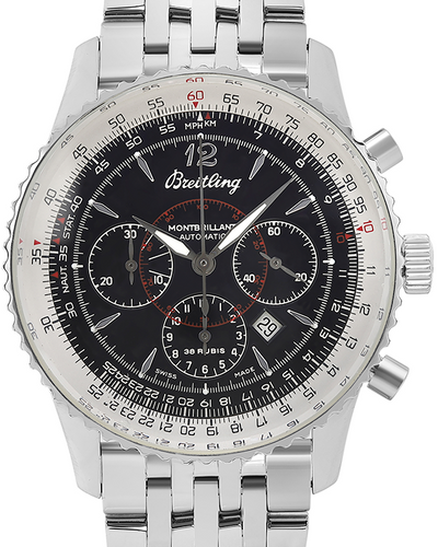 Breitling Montbrillant 38MM Black Dial Steel Bracelet (A41330)