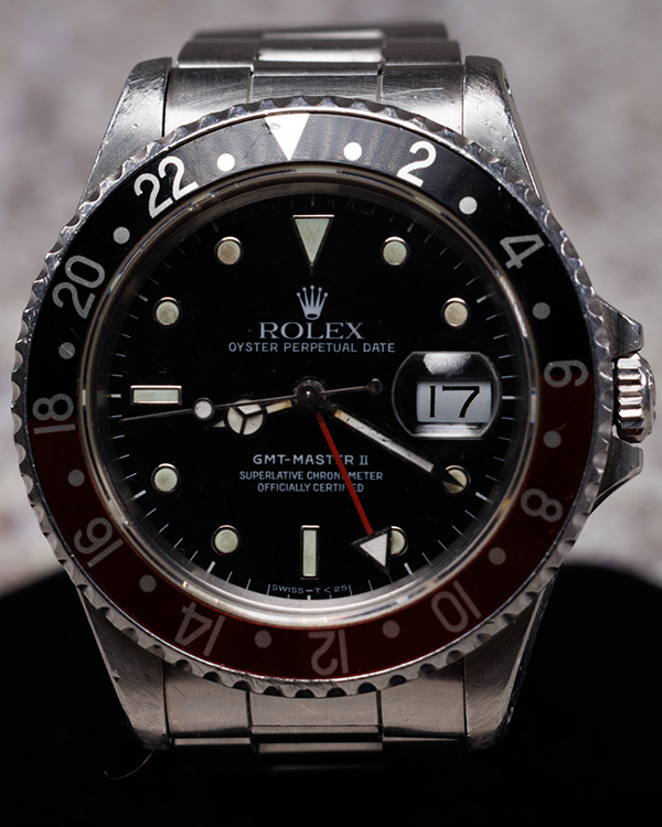 Rolex GMT-Master II "Coke" 40MM Black Dial Steel Bracelet (16710)