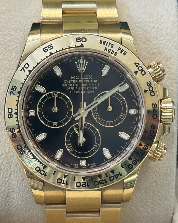 2019 Rolex Cosmograph Daytona 40MM Black Dial Yellow Gold Bracelet (116508)